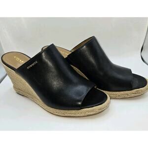 Coach Gayle Espadrille Jute Wedge Heel Black 8B